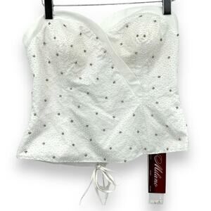Milano white beaded lace-up back sweetheart neckline corset top size 18 NEW